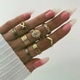 thumbnail image 1 of Boho Chic Rhinestone Ring Set: Geometric Drop Alloy Rings, European Style, Fashion Jewelry for Women, Anniversary Gift, 1 of 2