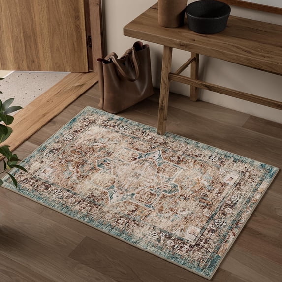 Boho Chic Machine Washable Area Rug, 2x3, Non-Skid, Fade-Proof, Stain-Resistant