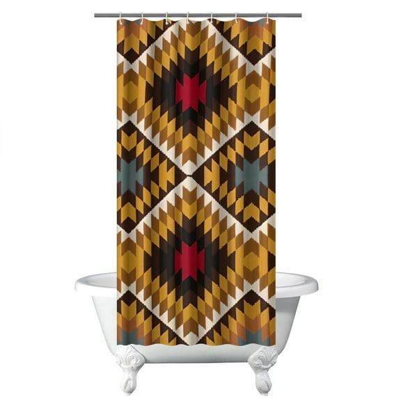 Boho Chic Shower Curtain 36x72 Inches Vintage Ethnic Print Quick Dry Polyester Bathroom Decor Rustic