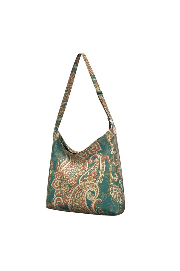 Boho Chic Sling Tote Bag - Spacious Retro Floral Pattern Handbag for Work, College & Casual Outings