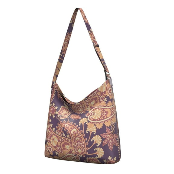 Boho Chic Sling Tote Bag - Spacious Retro Floral Pattern Handbag for Work, College & Casual Outings