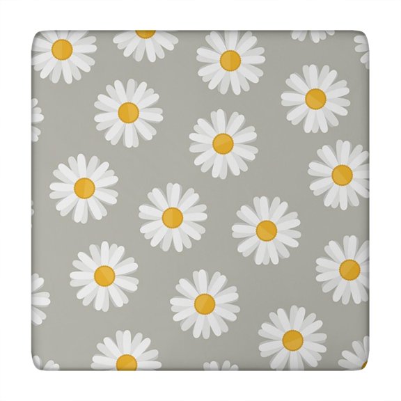 Boho Chic Square Tablecloth Waterproof with Daisy Print, Elastic Fitted Floral Table Cover with Back, Perfect for Summer Picnic