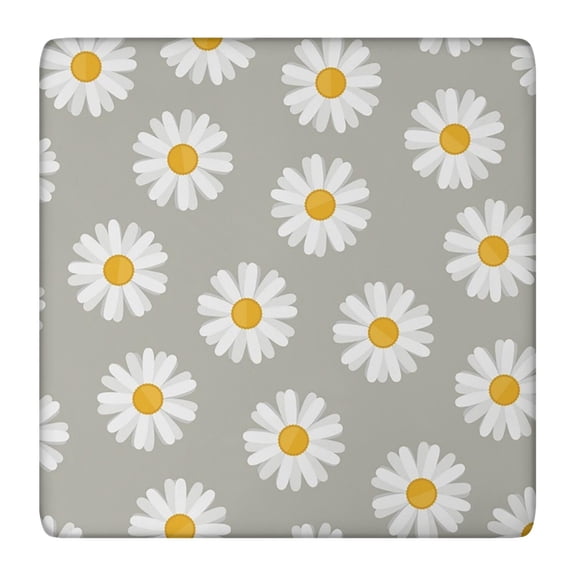 Boho Chic Square Tablecloth Waterproof with Daisy Print, Elastic Fitted Floral Table Cover with Back, Perfect for Summer Picnic