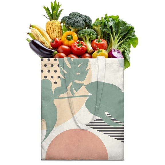 Boho Chic Symmetrical Tribal Washable Tote - Large Capacity Reusable Grocery Bag