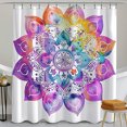 Boho Chic Watercolor Flower Mandala Shower Curtain Colorful Detailed