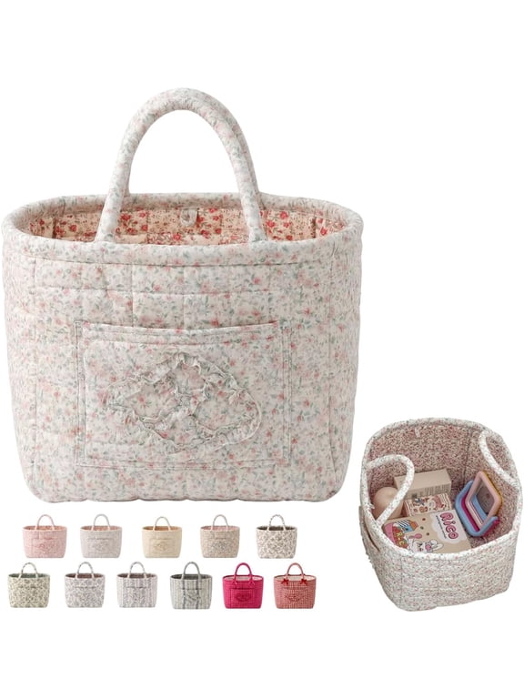 Boho-Chic Women's Large Capacity Quilted Car Storage Basket Tote Bag, Foldable Washable Multifunctional Organizer with Reinforced Handles & Side Pockets,for Trunk, Back Seat,Travel&Laundry