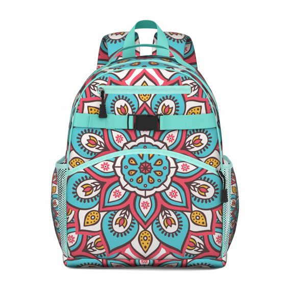 Boho Chic Yoga Design Mystic And Spiritual Elements School Backpack Lightweight Adjustable Padded Straps Chest Buckle For Student And Students