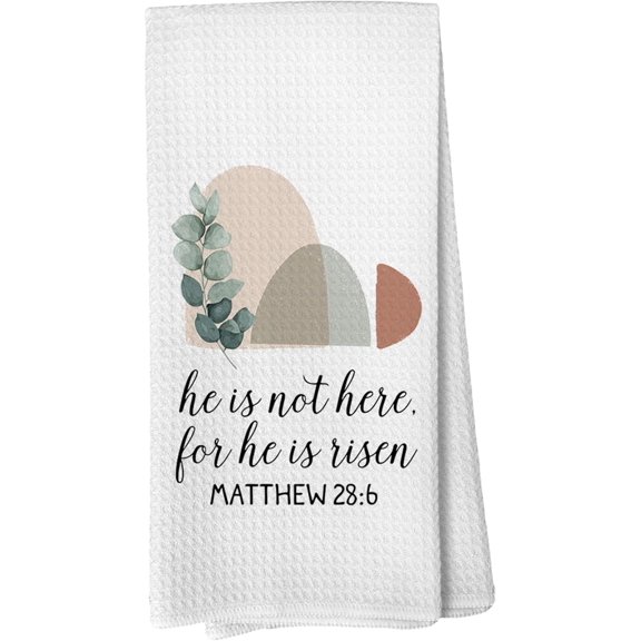 Boho Christian Kitchen Towels, Easter Bible Verse Kitchen Towels Dish Towels, He is Risen Dish Tea Hand Towels for Kitchen Bathroom, 16x24inch