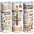thumbnail image 1 of Boho Christian Skinny Tumbler, 20oz Stainless Steel Travel Mug with Floral Cross & Bible Verse, Faith-Based Inspirational Tumbler Gift for Women, 1 of 3