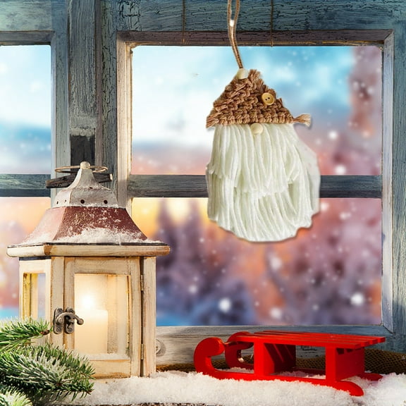 Boho Christmas Tree Hanging Ornaments - Knitted Decorations, Gnome Rustic Farmhouse Decor, Macrame Handmade Ornament for Holiday