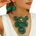 thumbnail image 1 of Boho Chunky African Statement Aluminum Wire Flower Necklace Earring Set Fashion Costume Accessories For Women Party Office Wedding, 1 of 3