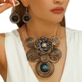 thumbnail image 1 of Boho Chunky African Statement Aluminum Wire Flower Necklace Earring Set Fashion Costume Accessories For Women Party Office Wedding, 1 of 3