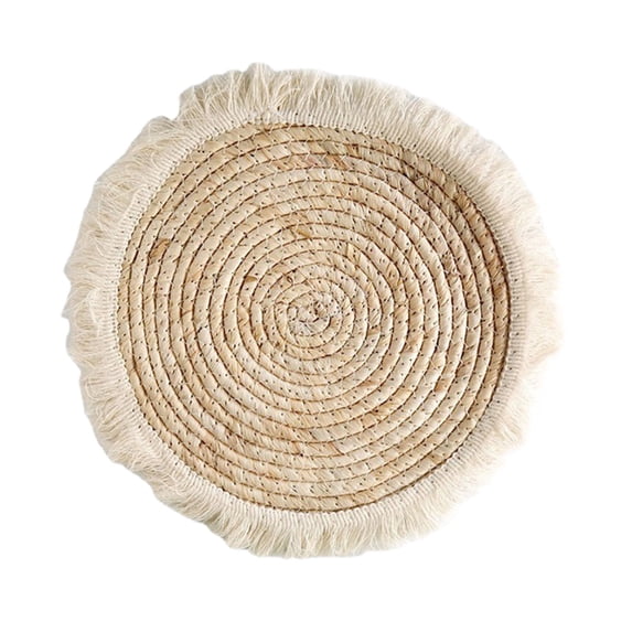 Boho Circular Wall Hanging Decor Rattan Woven Pendant for Living Room Home Wall Art Natural Texture Handmade Stylish Layered Wall Accent