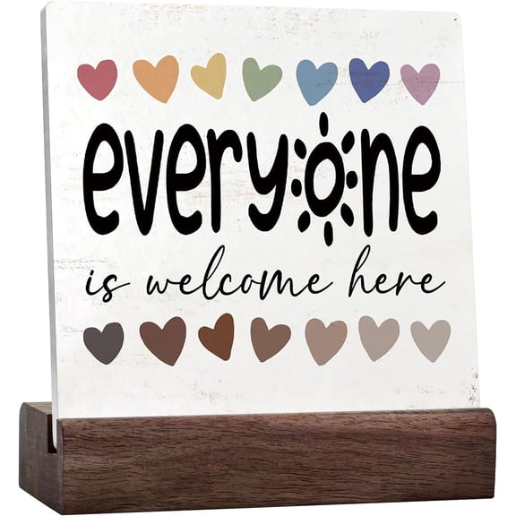 Boho Classroom Desk Decor Everyone Is Welcome Here Ceramic Desk Sign,Back To School Welcome Sign,Plaque Sign Office Desk Classroom Shelf Table Decoration,Gifts For Teacher Women