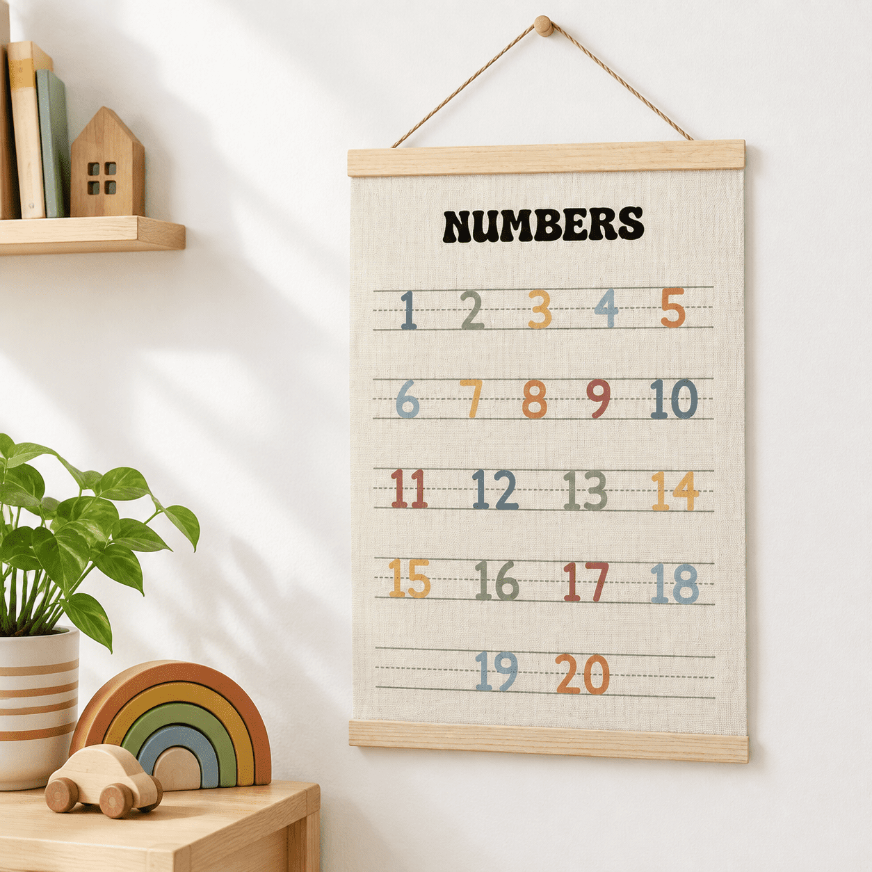 Boho Classroom Numbers Chart 1-20er Hanger Frame Homeschool Hanging ...