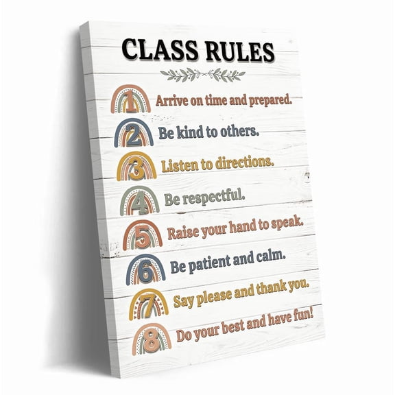 Boho Classroom Rules Boho Rainbow Wall Art Elementary School Decor Teacher Gift Art Neutral Earth Tone Educational Art Sign