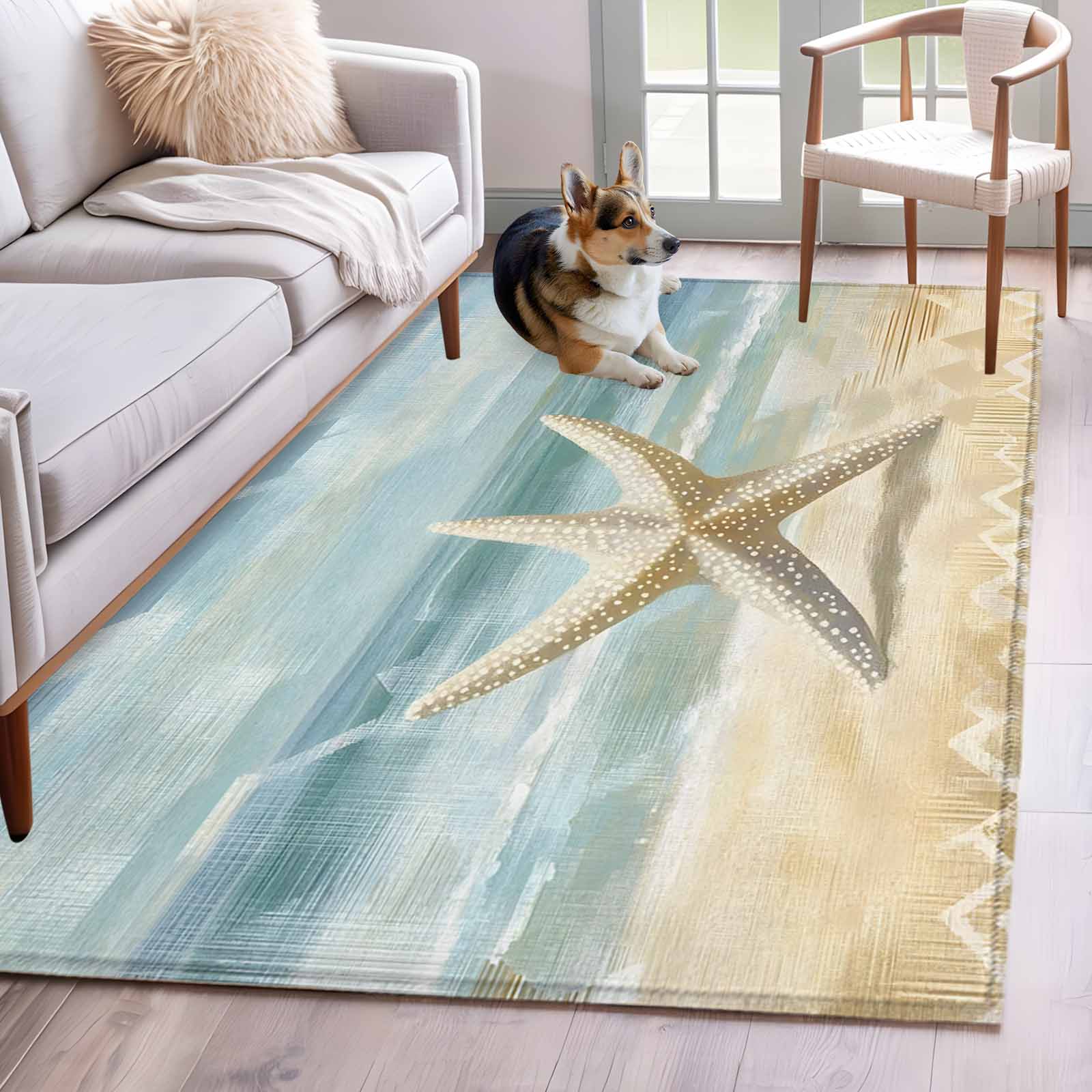 Photo inspiration: Coastal Beach Dog Shed Reference: Boho Coastal Beach Area Rug 3X5 Ft Non Slip Entryway
