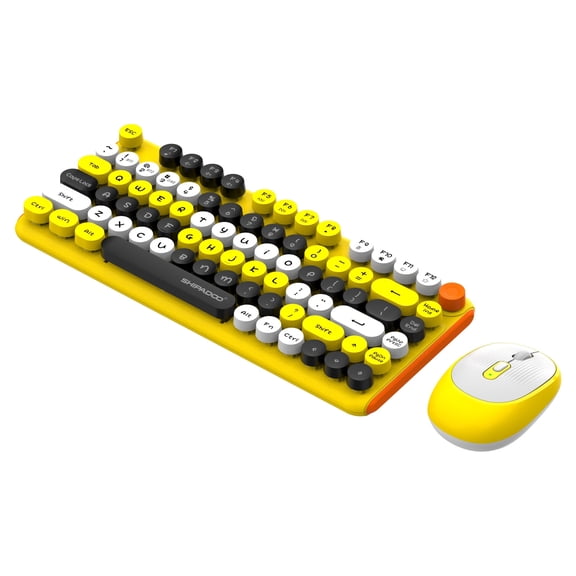 81 Keys Multimedia Function Keys Wired Computer Keyboard & Mouse Set with Keyboard & Mouse, yellow