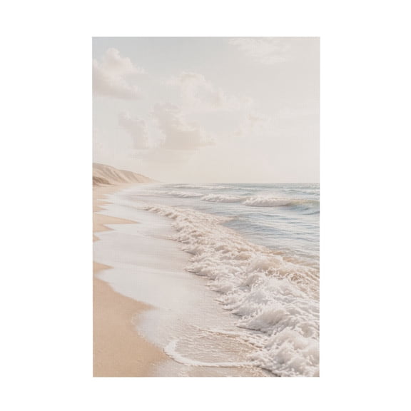 Boho Coastal Beach Scene Canvas Wall Art with Pampas Grass Ocean Landscape for Living Room Bedroom Decor 16x24in