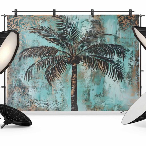 Boho Coastal Tree Backdrop for Photography,Fabric Photo Background Backdrop,Ocean Vintage Tropical Plant Flower Photo Booth Background for Portrait Photoshoot Video Wedding Studio Decor Banner 7x5ft