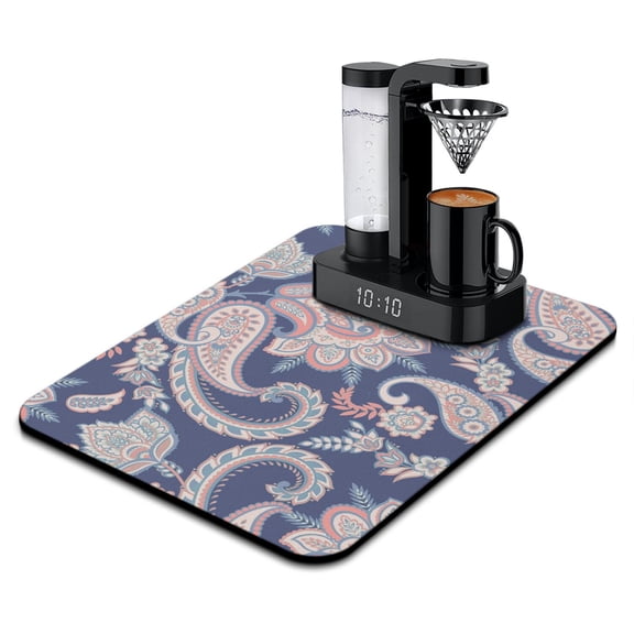 Boho Coffee Station Mat - Abstract Paisley Art Print Absorbent Drying Mat - Eco-Friendly & Durable