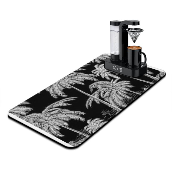 Boho Coffee Station Mat - Hawaiian Sunset Beach Absorbent Drying Pad for Espresso Machine, Non-Slip Rubber Backing