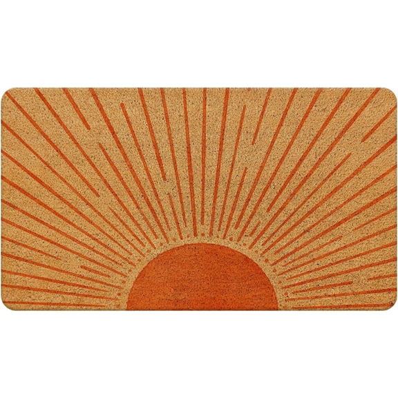 Boho Coir Doormat for Outdoor Entrance, Boho Front Door Mats Outdoor, Boho Welcome Mat, Boho Door Mat Outdoor, Boho Indoor Door Mats for Entryway, 17x30 (Orange Sun)