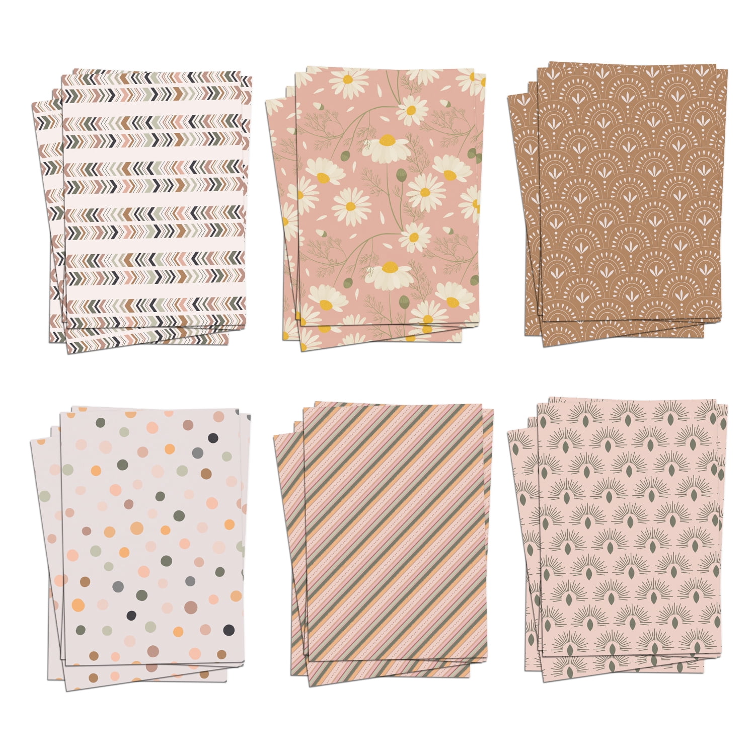Boho Collection Thick Cardstock (24 Pack)  100lb / 270gsm, 8.5x11 Letter Size Crafting and Printing Cardstock