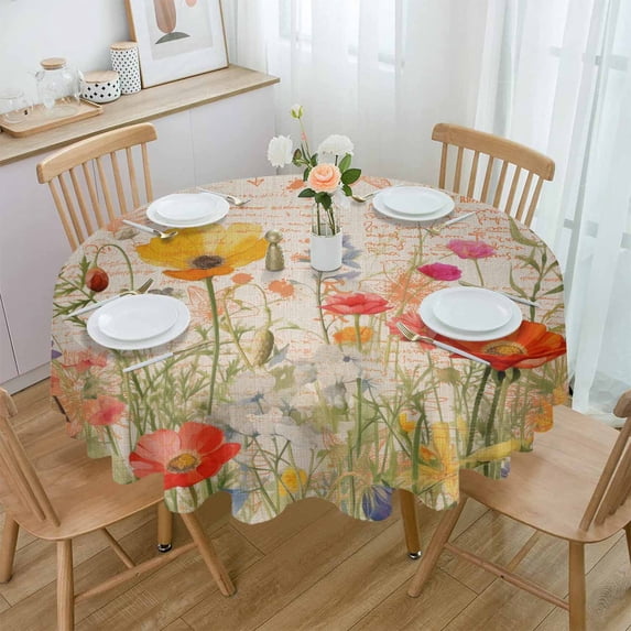 Boho Color Pattern Round Tablecloth Wedding Hotel Table Cover Holiday Dining Table Waterproof Tablecloth