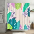 thumbnail image 1 of Boho Colorful Botanical Plant Shower Curtain Minimalist Tropical Leaf Shower Curtain Fabric Polyester Waterproof Bohemia Modern Bathroom Curtains with Hooks 72x72 in, 1 of 6