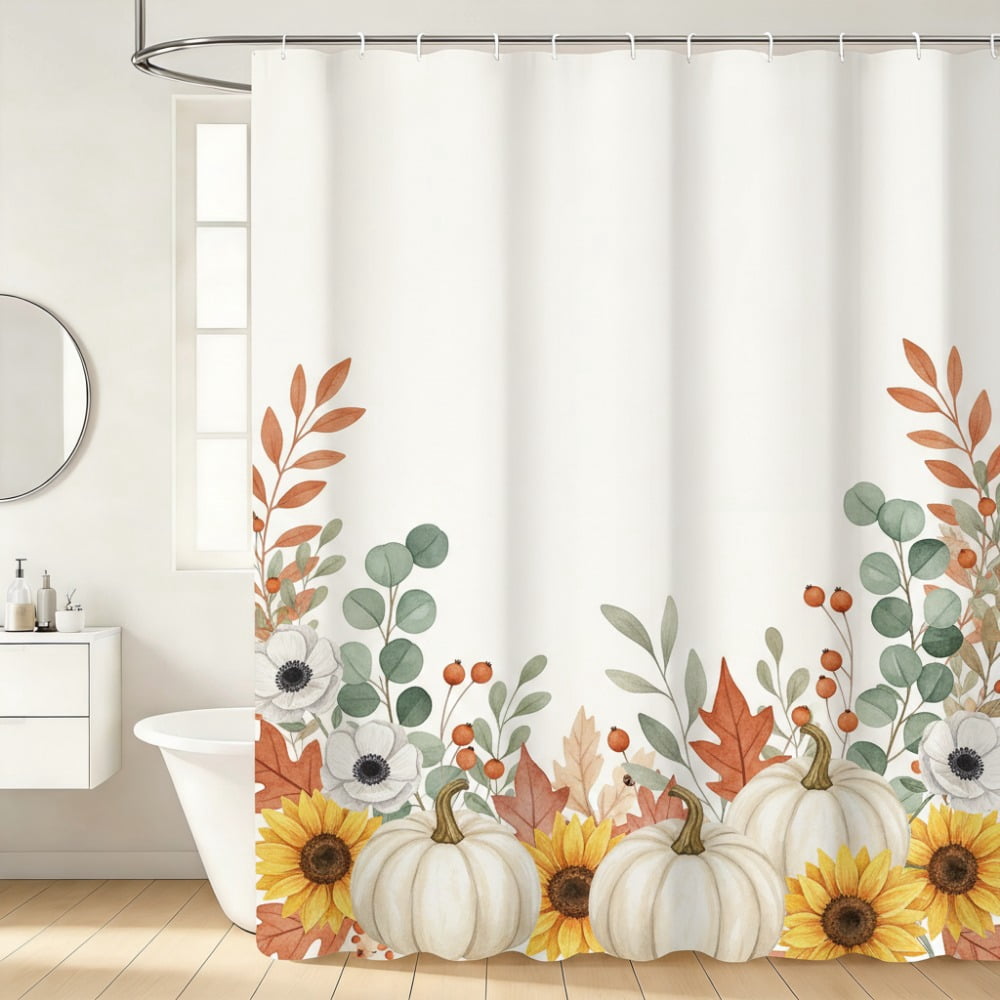 Boho Colorful Floral Fabric Shower Curtain, Pattern Waterproof Fabric ...