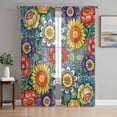 thumbnail image 1 of Boho Colorful Floral Sheer Curtains 72 Inch Length 2 Panels Set Window Treatments, Spring Flower Botanical Sunflowers Plant Rod Pocket Semi Curtains for Living Room/Bedroom/Kitchen, 104"W x 72"L, 1 of 7