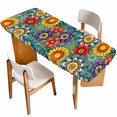 thumbnail image 1 of Boho Colorful Floral Table Cloths for 8 Foot Rectangle Tables, Spring Flower Botanical Sunflowers Plant Patio Waterproof Elastic Fitted Tablecloths, Washable Rectangular Table Cover for Camping, 1 of 8