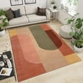 thumbnail image 1 of Boho Colorful Geometric Area Rug, Retro Pink Orange Art Home Decor Rug, Easy Clean Carpet With Anti-Slip Backing Durable Not Falling Off For Bedroom Living Room Dining Room Office 5x6ft, 1 of 6