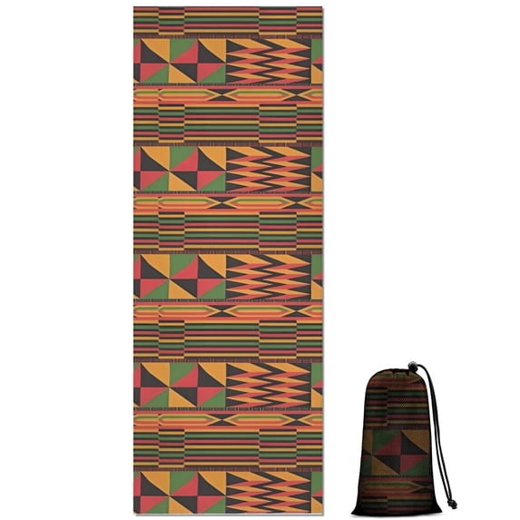 Boho Colorful Geometric Ethnic Pattern Hot Yoga Mat Towel Non Slip for Hot Yoga - Quick-Drying Yoga Mat Cover with 4 Corner Pockets with Travel Bag - Hot Yoga Towel Non Slip 74"x26"