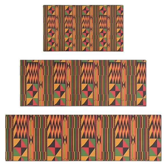 Boho Colorful Geometric Ethnic Pattern Kitchen Rugs Sets Of 3,Kitchen Runner Rugs Non Skid Washable,Decorative Kitchen Floor Mats for Kitchen,Sink,Laundry,17"x30"+ 17"x47" + 17"x59"