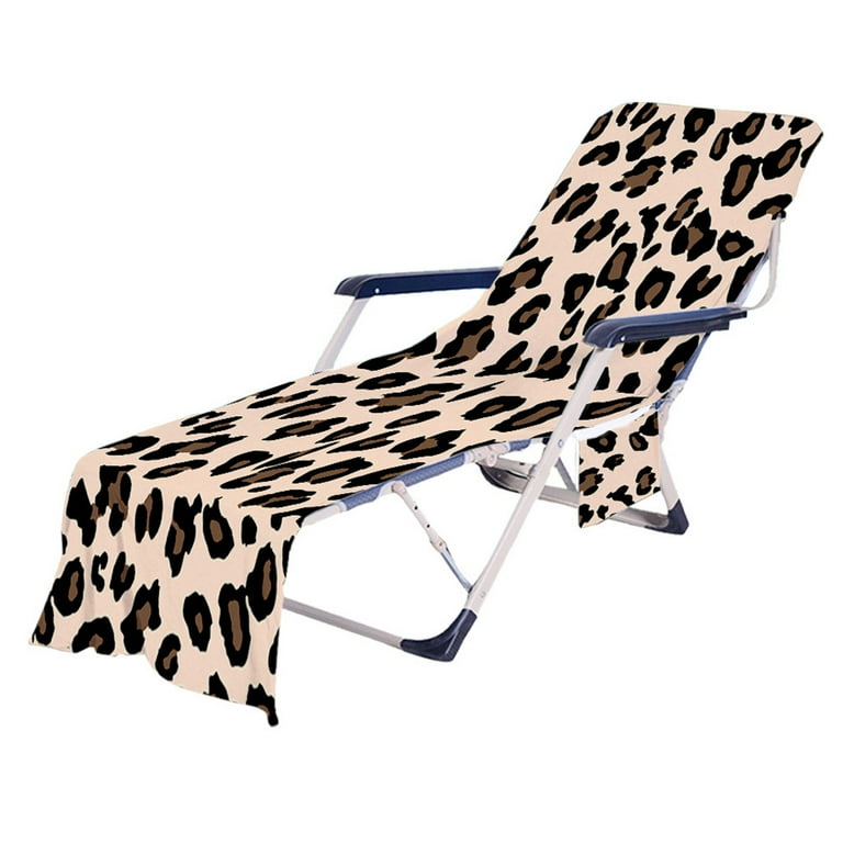 Boho Colorful Leopard Print Beach Chaise Lounge Chair Cover with Side Pockets No Sliding Microfiber Quick Dry Bath Towel for Sun Lounger Pool Sunbathing Walmart