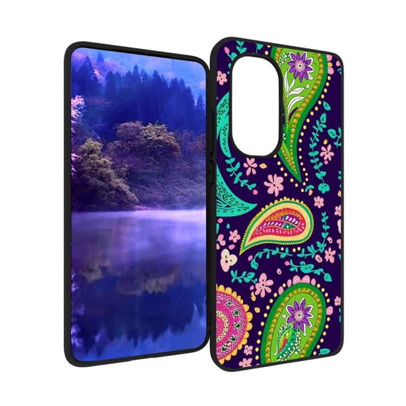 Boho-Colorful-Paisley-MagSafe-s-Floral-Pretty-Aesthetic-and-max Phone Case, Degined for Motorola Moto Edge 2022 Case Men Women, Flexible Silicone Shockproof Case for Motorola Moto Edge 2022