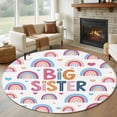 thumbnail image 1 of Boho Colorful Rainbow 8' Round Area Rug, Cartons Rainbows BIG SISTER Text Washable Non-Slip Large Circle Rugs for Living Room Bedroom, Soft Low Pile Rug Carpet for Dining Room Kitchen Farmhouse, 1 of 9