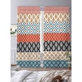 thumbnail image 1 of Boho Colorful Sheer Curtains 96 inches Long 2 Panels Set Striped Ethnic Style Geometric Classical Retro Tiers Sheers Rod Pocket Small Window Short Curtains for Kitchen Cafe, Each 52" W x 96" L, 1 of 7