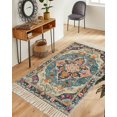 thumbnail image 1 of Boho Colorful Washable Area Rug 3'x5', Ethnic Modern Geometric Abstract Art Woven Cotton Tassels Kitchen Rugs, Non Slip Indoor Door Mat Throw Carpet for Entryway Living Room Nursery Laundry Room, 1 of 9