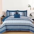 thumbnail image 1 of Boho Comforter Set King Size,8 Pieces Navy Blue Bohemian Striped Bed in a Bag,Paisley Soft Microfiber Bedding Comforter Set, 1 of 14