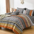 thumbnail image 1 of Boho Comforter Set Queen Size,8 Pieces Orange Bohemian Striped Bed in a Bag,Paisley Soft Microfiber Bedding Comforter Set, 1 of 14