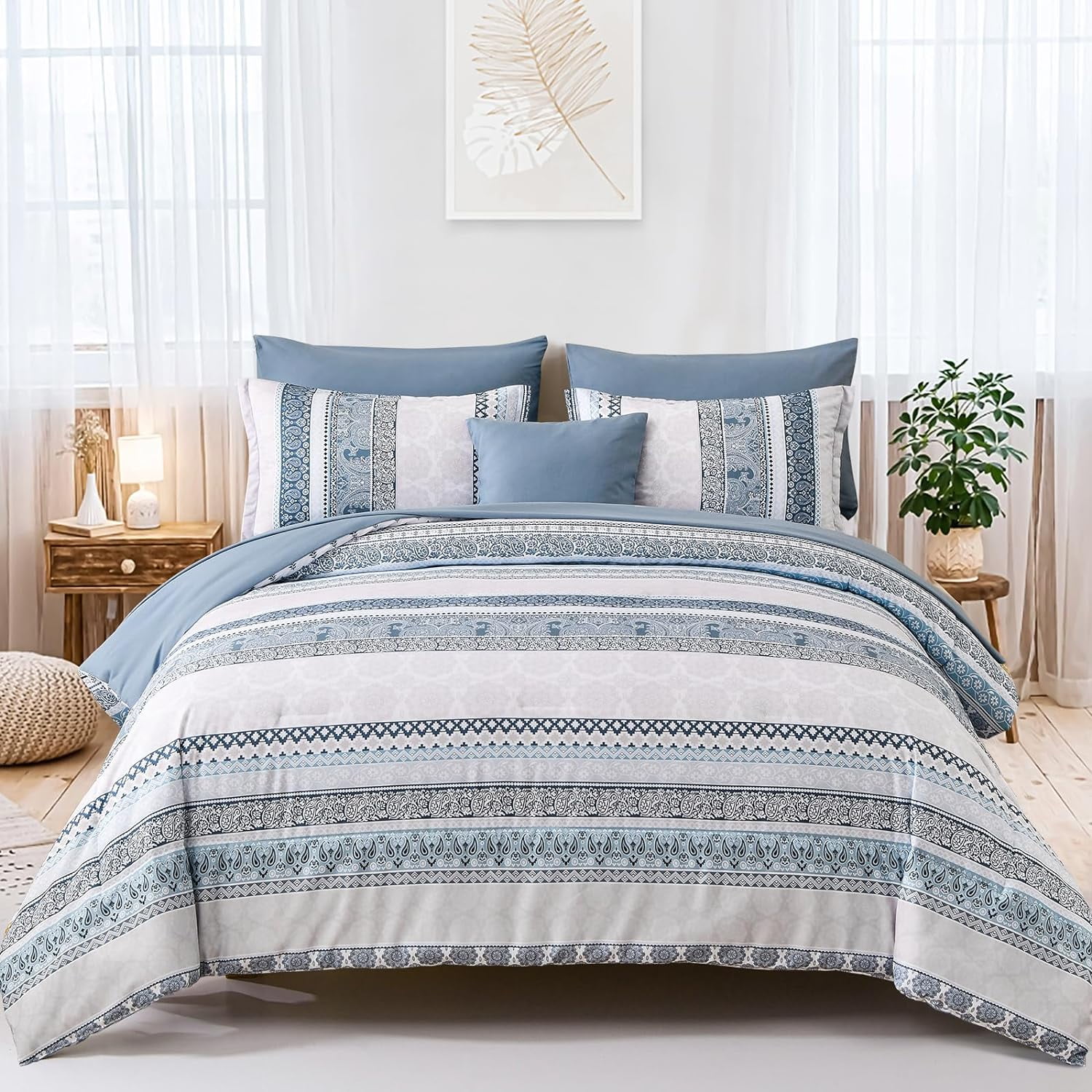 Boho Comforter Set Queen Size Light Blue Comforter Set 8 Piece Bed in a