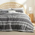 thumbnail image 1 of Boho Comforter Set Twin  Dark Grey - Jacquard Bedding Comforter Set, 2 Pieces Farmhouse Shabby Chic Embroidery Bed Set, Soft Fluffy Tufted Striped Comforter for All Seasons, 1 of 12