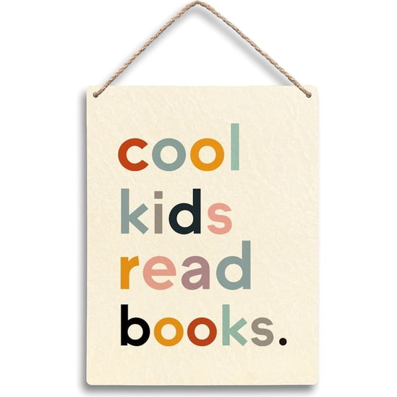Boho Cool Kids Read Books Hanging Wooden Signs 8x10, Kids Reading Corner Decor, Reading Nook Decor, Kids Playroom Decor, Inspirational Classroom Wall Decor, Boho Kids Room Wall Decor