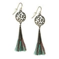 thumbnail image 1 of Boho Copper Tree of Life Tassel Earrings, Hypoallergenic Ear Wires, 1 of 3