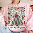 thumbnail image 1 of Boho Coquette Christmas Tree Sweater, Floral Glitter Girly Pink Dalmatians Christmas Sweatshirt, 1 of 5