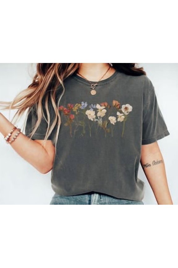 Boho Cottagecore Tshirt Pressed Flowers Shirt Boho Wildflower Shirt Wildflower Shirt Cottagecore Shirt Mothers Day Gift T Shirt All Size S-3XL