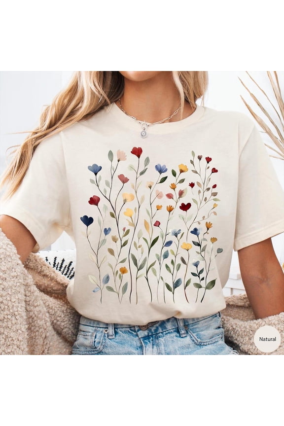 Boho Cottagecore Tshirt, Wildflowers T shirt, Vintage Pressed Flowers Shirt, Botanical Floral Tee, Gardener, FloralTee,Nature Shirt Tshirt All Size S-5XL